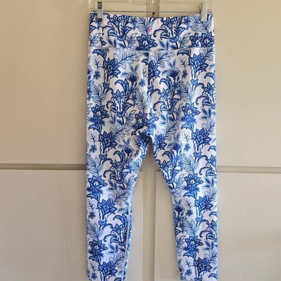 Kira Grace Blue & White Floral Botanical Print Leggings, NWOT, Sz. M - Picture 3 of 9